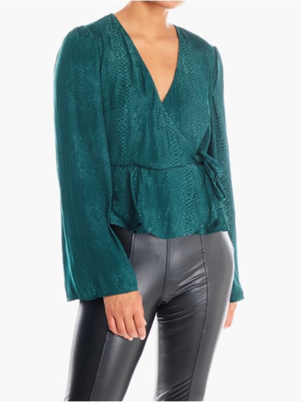 GUESS Reptile Print Wrap Top